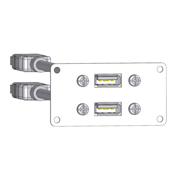 Mencom D-2USB-06-PL10 Panel Interface Connector with, 2 form A USB with 6' Cable, in a Size 10 Plate | American Cable Assemblies