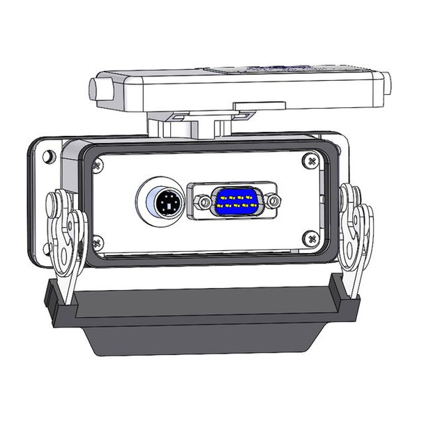 Mencom DB09M-6M-16LS Panel Interface Connector with, 9 pin D-Sub Male to Male, and 6 pin MINI DIN, in a 16 housing | American Cable Assemblies