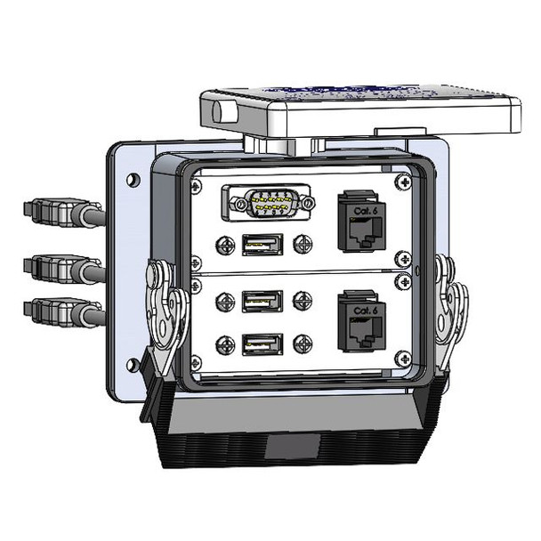 Mencom DBM09-2RJ45-3USB-03-32 Panel Interface Connector with DBM09, 2 x RJ45, 3 x form A USB with 3' Cable, in a 32 housing | American Cable Assemblies