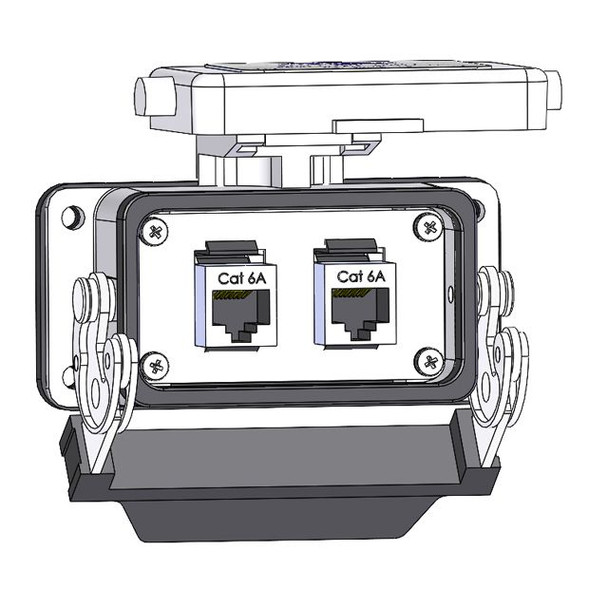 Mencom RJ45S-2-10 Panel Interface Connector with 2 x Shielded RJ45, in a 10 housing | American Cable Assemblies