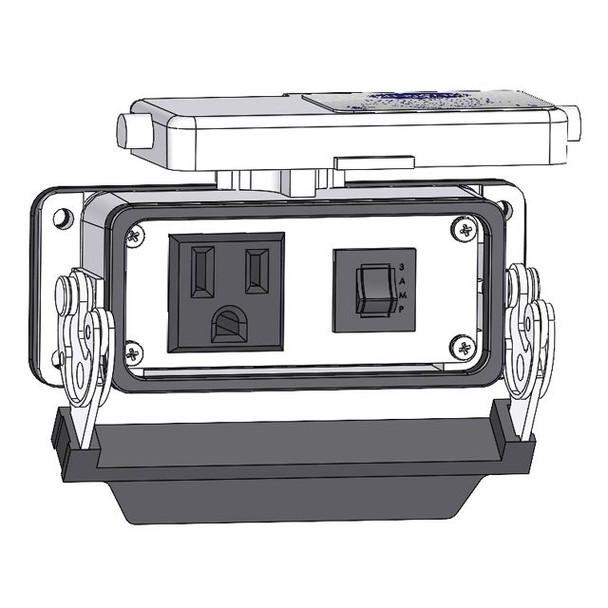 Mencom DP1-R-16LS Panel Interface Connector with Simplex outlet, and 3amp reset, in a 16LS housing | American Cable Assemblies