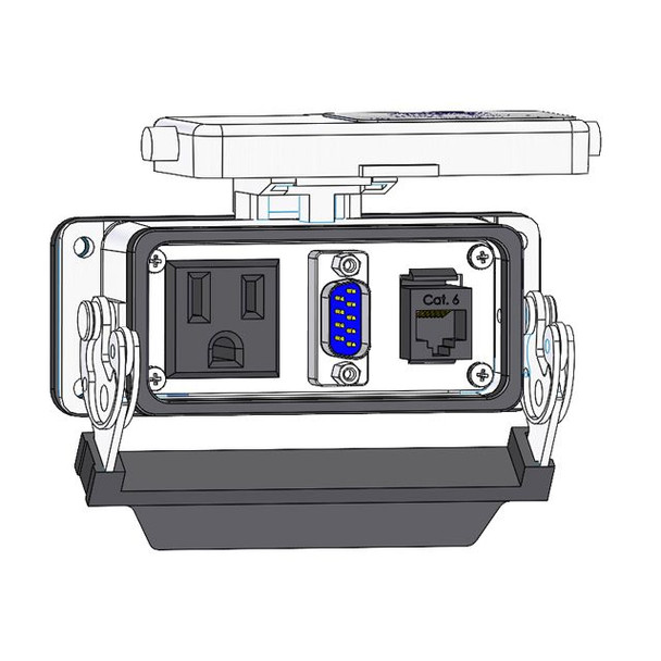 Mencom DP1-DB9M-RJ45-16LS Panel Interface Connector with Simplex outlet, DB9M, RJ45, in a 16LS housing | American Cable Assemblies