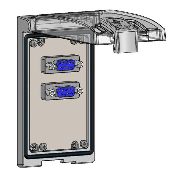 Mencom LP1SS-2DB9 Low Profile Panel Interface Connector with (2) DB9, in a Single Cover, Stainless Steel Housing | American Cable Assemblies