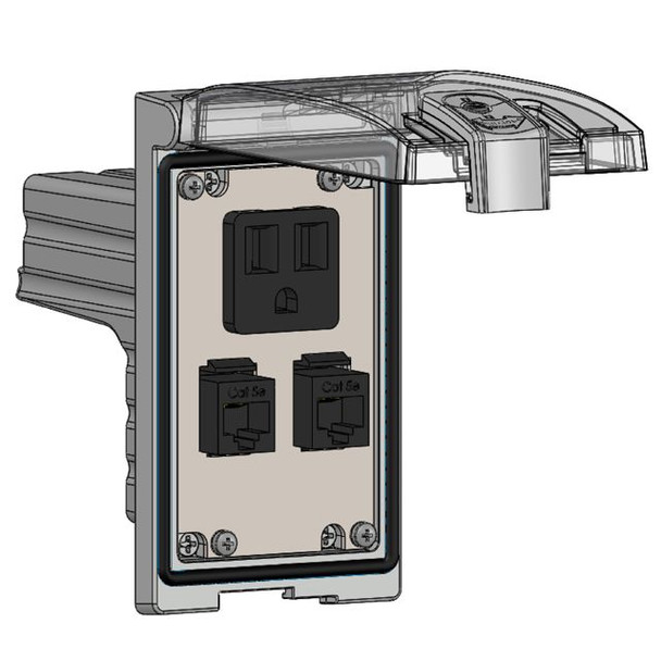Mencom LP1SS-DP1-2RJ45 Low Profile Panel Interface Connector with Simplex outlet, (2) RJ45, in a Single Cover, Stainless Steel Housing | American Cable Assemblies