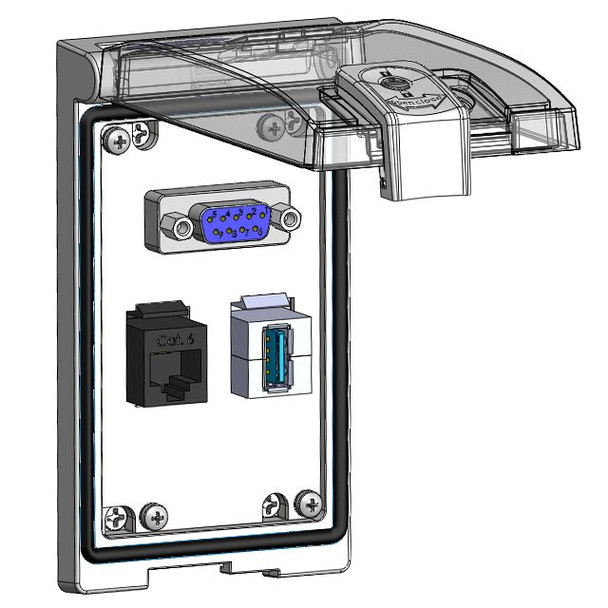 Mencom LP1-DB9-RJ45-USB-AFAF Low Profile Panel Interface Connector with Simplex outlet, DB9, RJ45, USB-AFAF, in a Single Cover Housing | American Cable Assemblies