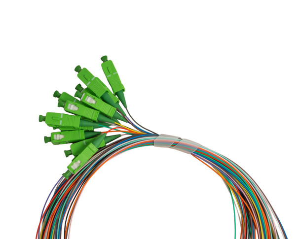Pigtail, 3m, SC/APC, G657A1, Pack of 12 Colored Fibers