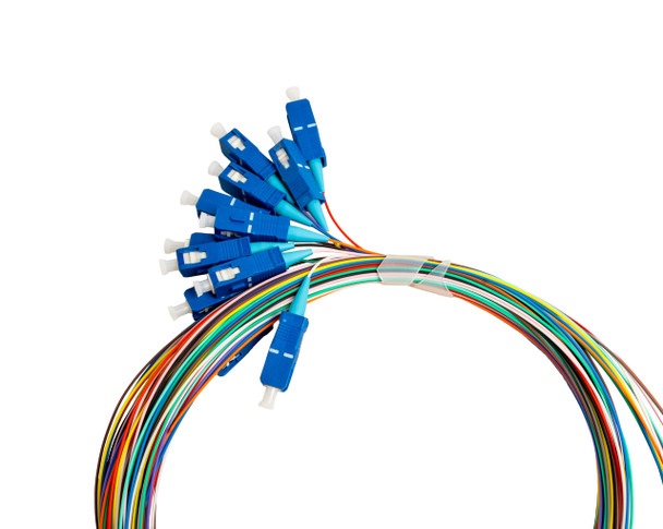 Pigtail, 3m, SC/UPC, G657A1, Pack of 12 Colored Fibers