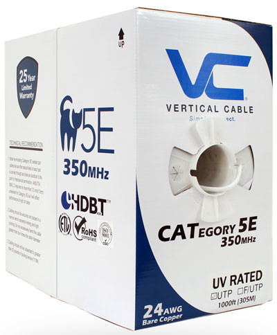 CAT5E 350MHZ UTP 1000' 8-CONDUCTOR BULK BLACK OUTDOOR