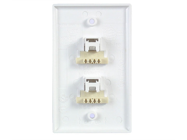 WALL JACK, DUPLEX, 6P4C, PUNCHDOWN-TYPE