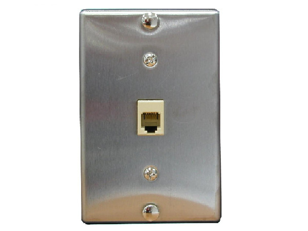 CAT3 6P6C WALLPHONE FLUSH JACK, STAINLESS STEEL