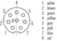 Binder 79-1462-272-08 M9 IP67 Female angled connector, Contacts: 8, unshielded, moulded on the cable, IP67, PUR, black, 8 x 0.14 mm², 2 m