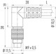 Binder 79-1402-75-02 M9 IP67 Female angled connector, Contacts: 2, shielded, moulded on the cable, IP67, PUR, black, 5 x 0.25 mm², 5 m