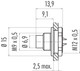 Binder 09-0403-00-02 M9 IP67 Male panel mount connector, Contacts: 2, unshielded, solder, IP67