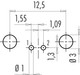 Binder 09-0404-55-02 M9 IP67 Female angled panel mount connector, Contacts: 2, shieldable, THT, IP67, front fastened