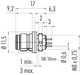 Binder 99-9208-490-03 Snap-In IP67 (subminiature) Female panel mount connector, Contacts: 3, unshielded, THT, IP67