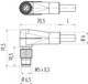 Binder 77-3457-0000-40003-0500 M5 Male angled connector, Contacts: 3, unshielded, moulded on the cable, IP67, UL, M5x0,5, PUR, black, 3 x 0.14 mm², 5 m