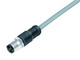 Binder 77-3529-0000-20704-1000 M12-A Male cable connector, Contacts: 4, shielded, moulded on the cable, IP67, UL, PVC, grey, 4 x 0.34 mm², 10 m | American Cable Assemblies