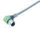 Binder 77-3634-0000-20003-0200 M12-A Female angled connector, Contacts: 3, unshielded, moulded on the cable, IP69K, UL, PVC, grey, 3 x 0.34 mm², with LED PNP closer, 2 m | American Cable Assemblies