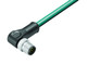 Binder 77-3527-0000-34708-0500 M12-A Male angled connector, Contacts: 8, shielded, moulded on the cable, IP67, Ethernet CAT5e, TPE, blue green, 4 x 2 x AWG 24, 5 m | American Cable Assemblies