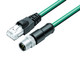 Binder 77-9753-3529-34708-0060 M12-A Connecting cable male cable connector - RJ45 connector, Contacts: 8, shielded, moulded on the cable, IP67, Ethernet CAT5e, TPE, blue green, 4 x 2 x AWG 24, 0.6 m | American Cable Assemblies