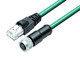 Binder 77-9753-3530-34708-1000 M12-A Connecting cable female cable connector - RJ45 connector, Contacts: 8, shielded, moulded on the cable, IP67, Ethernet CAT5e, TPE, blue green, 4 x 2 x AWG 24, 10 m | American Cable Assemblies