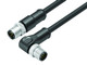 Binder 77-3529-3527-64708-0200 M12-A Connecting cable male cable connector - male angled connector, Contacts: 8, shielded, moulded on the cable, IP67, Ethernet CAT5e, TPE, black, 4 x 2 x AWG 24, 2 m | American Cable Assemblies