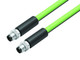 Binder 77-5429-5429-50704-0200 M8-D Connecting cable 2 male cable connectors, Contacts: 4, shielded, moulded on the cable, IP67, Profinet/Ethernet CAT5e, PUR, green, 4 x AWG 22, 2 m | American Cable Assemblies