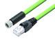 Binder 77-9753-5430-50704-0100 M8-D Connecting cable female cable connector - RJ45 connector, Contacts: 4, shielded, moulded on the cable, IP67, Profinet/Ethernet CAT5e, PUR, green, 4 x AWG 22, 1 m | American Cable Assemblies