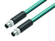 Binder 77-5429-5429-34704-1000 M8-D Connecting cable 2 male cable connectors, Contacts: 4, shielded, moulded on the cable, IP67, Ethernet CAT5e, TPE, blue green, 2 x 2 x AWG 24, 10 m | American Cable Assemblies