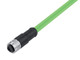 Binder 77-4530-0000-50704-0200 M12-D Female cable connector, Contacts: 4, shielded, moulded on the cable, IP67, UL, Profinet/Ethernet CAT5e, PUR, green, 4 x AWG 22, 2 m | American Cable Assemblies
