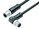Binder 77-4529-4527-64704-0100 M12-D Connecting cable male cable connector - male angled connector, Contacts: 4, shielded, moulded on the cable, IP67, Ethernet CAT5e, TPE, black, 2 x 2 x AWG 24, 1 m | American Cable Assemblies
