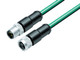 Binder 77-4530-4529-34704-0500 M12-D Connecting cable male cable connector - female cable connector, Contacts: 4, shielded, moulded on the cable, IP67, Ethernet CAT5e, TPE, blue green, 2 x 2 x AWG 24, 5 m | American Cable Assemblies