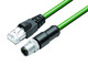 Binder 77-9753-4529-50704-0300 M12-D Connecting cable male cable connector - RJ45 connector, Contacts: 4, shielded, moulded on the cable, IP67, Profinet/Ethernet CAT5e, PUR, green, 3 m | American Cable Assemblies
