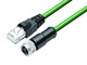 Binder 77-9753-4530-50704-0200 M12-D Connecting cable female cable connector - RJ45 connector, Contacts: 4, shielded, moulded on the cable, IP67, Profinet/Ethernet CAT5e, PUR, green, 4 x AWG 22, 2 m | American Cable Assemblies