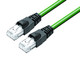Binder 77-9753-9753-50704-0300 RJ45 Connecting cable 2 RJ45 connector, Contacts: 4, shielded, moulded on the cable, IP20, Profinet/Ethernet CAT5e, PUR, green, 3 m | American Cable Assemblies