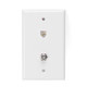 WALL JACK, 6P4C,  PUNCHDOWN-TYPE, WITH 1GHZ F COUPLER