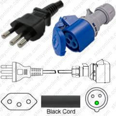 Power Cord Brazil NBR14136 Male Plug to IEC 60309 316C6 Female ...
