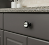 Cosmas 5317FB-C Flat Black & Clear Glass Round Cabinet Knob