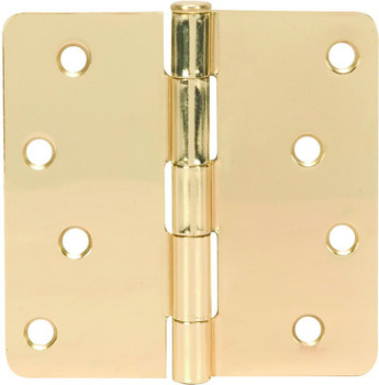 Polished Brass Door Hinge 4" with 1/4" Radius Corners: 52-0726