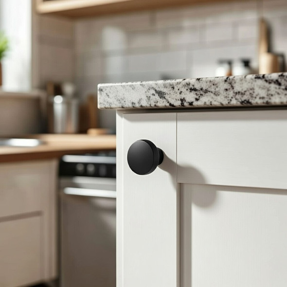 Cosmas 5234FB Flat Black Round Contemporary Cabinet Knob