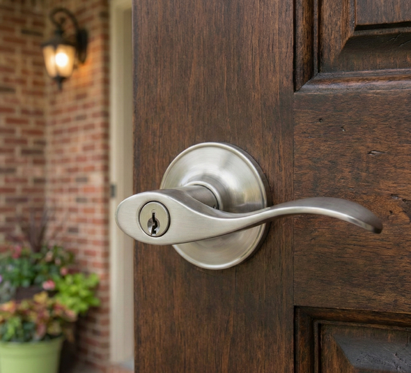 Designers Impressions Kingston Design Satin Nickel Entry Door Lever: 22-5700