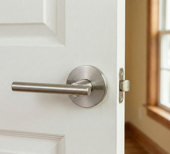 Designers Impressions Kain Design Satin Nickel Privacy Door Lever: 22-3566