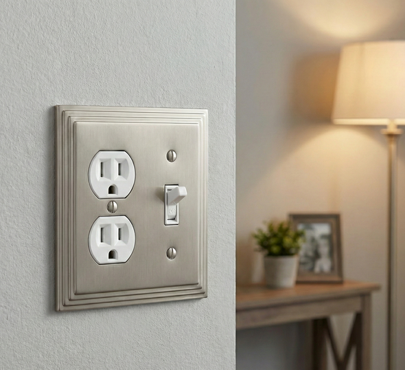 Cosmas 25068-SN Satin Nickel Single Toggle / Duplex Combo