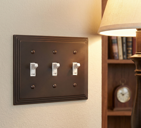 Cosmas 25037-ORB Oil Rubbed Bronze Triple Toggle Switchplate Cover