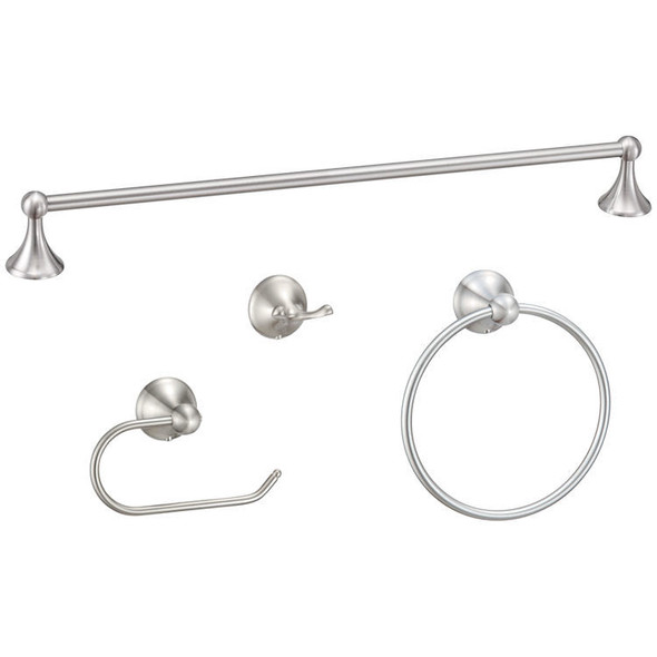 Designers Impressions Newport Series 4 Piece Satin Nickel Bathroom Hardware Set: 19779/19212