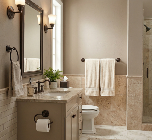 Designers Impressions 800 Series 3 Piece Oil Rubbed Bronze Bathroom Hardware Set: BA800-3