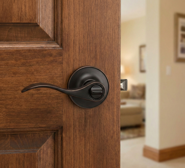Designers Impressions Kingston Design Oil Rubbed Bronze Privacy Door Lever: 33-5766
