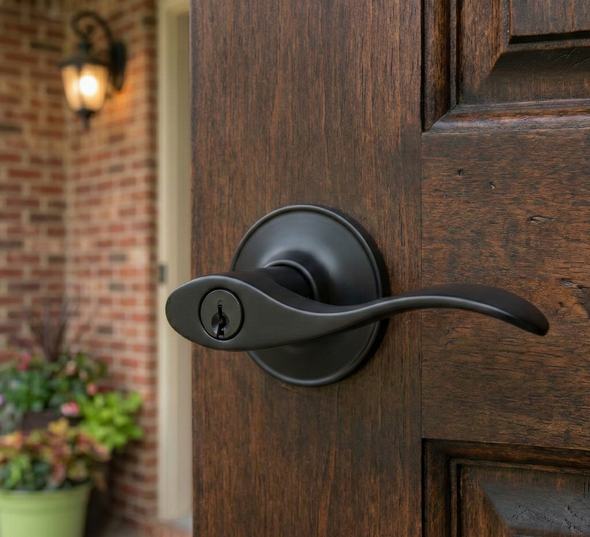 Designers Impressions Kingston Design Black Entry Door Lever: 55-5700