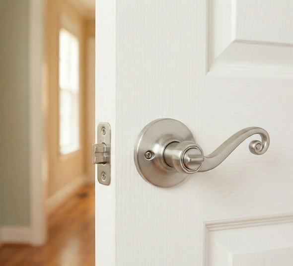 Designers Impressions Livingston Design Satin Nickel Privacy Door Lever: 22-5166