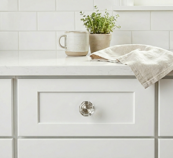 Cosmas 5268SN-C Satin Nickel & Clear Glass Cabinet Knob